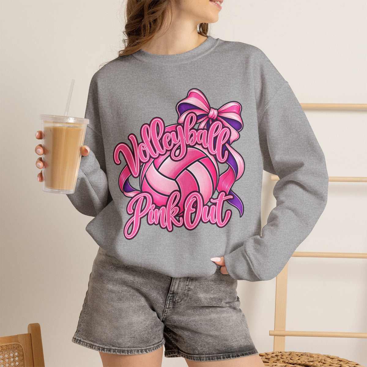 Volleyball Pink Out Crewneck Sweatshirt