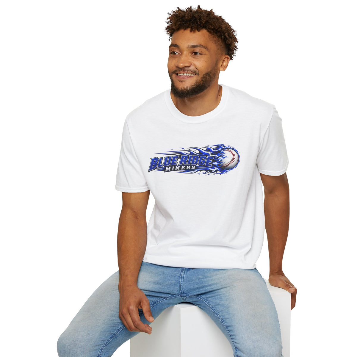 Blue Ridge Miners Flaming Baseball T-Shirt – Flaming Ball Softstyle Tee