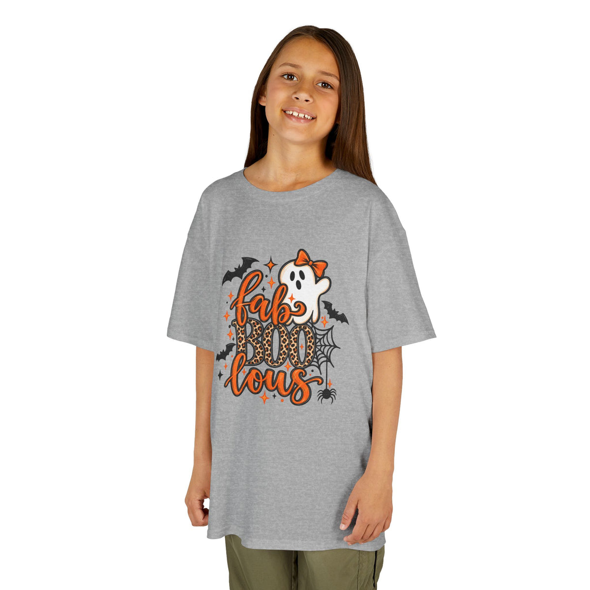 Kids Halloween Tee — "FabuBOO-lous" Ghost & Bats Halloween Shirt