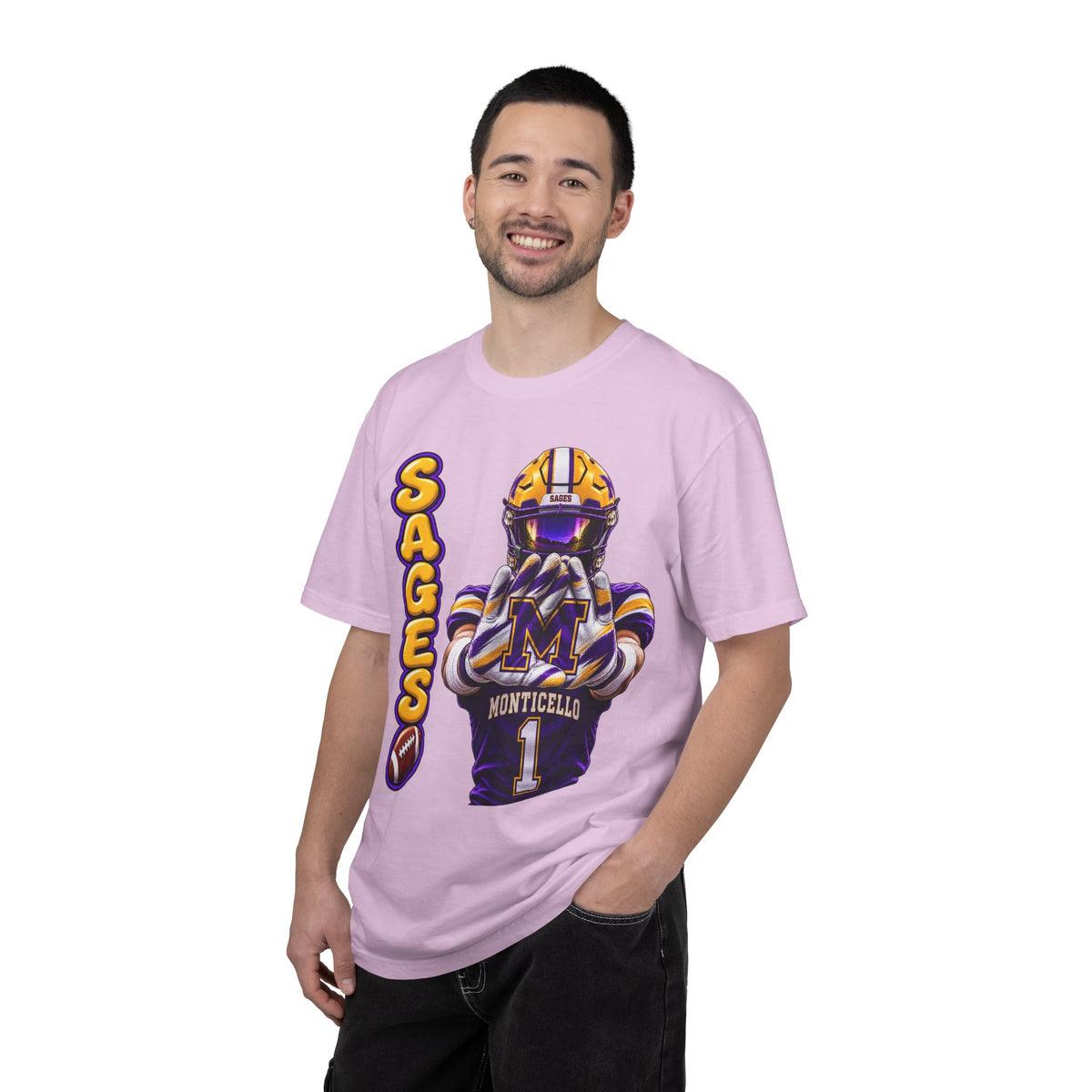 Monticello Sages Football Player Graphic T-Shirt