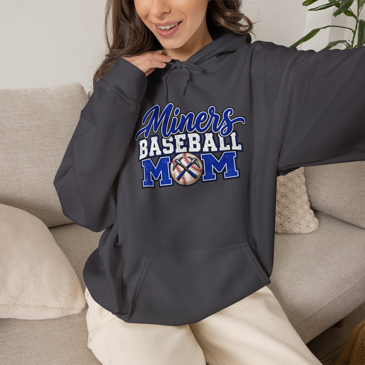Miners Baseball Mom Hoodie – Supportive Team Spirit Pullover