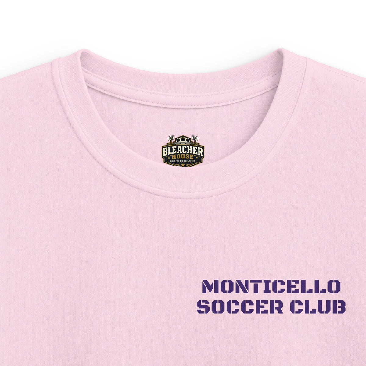 YOUTH Monticello Soccer Club T-Shirt — Minimal Chest Logo With Crest On Back