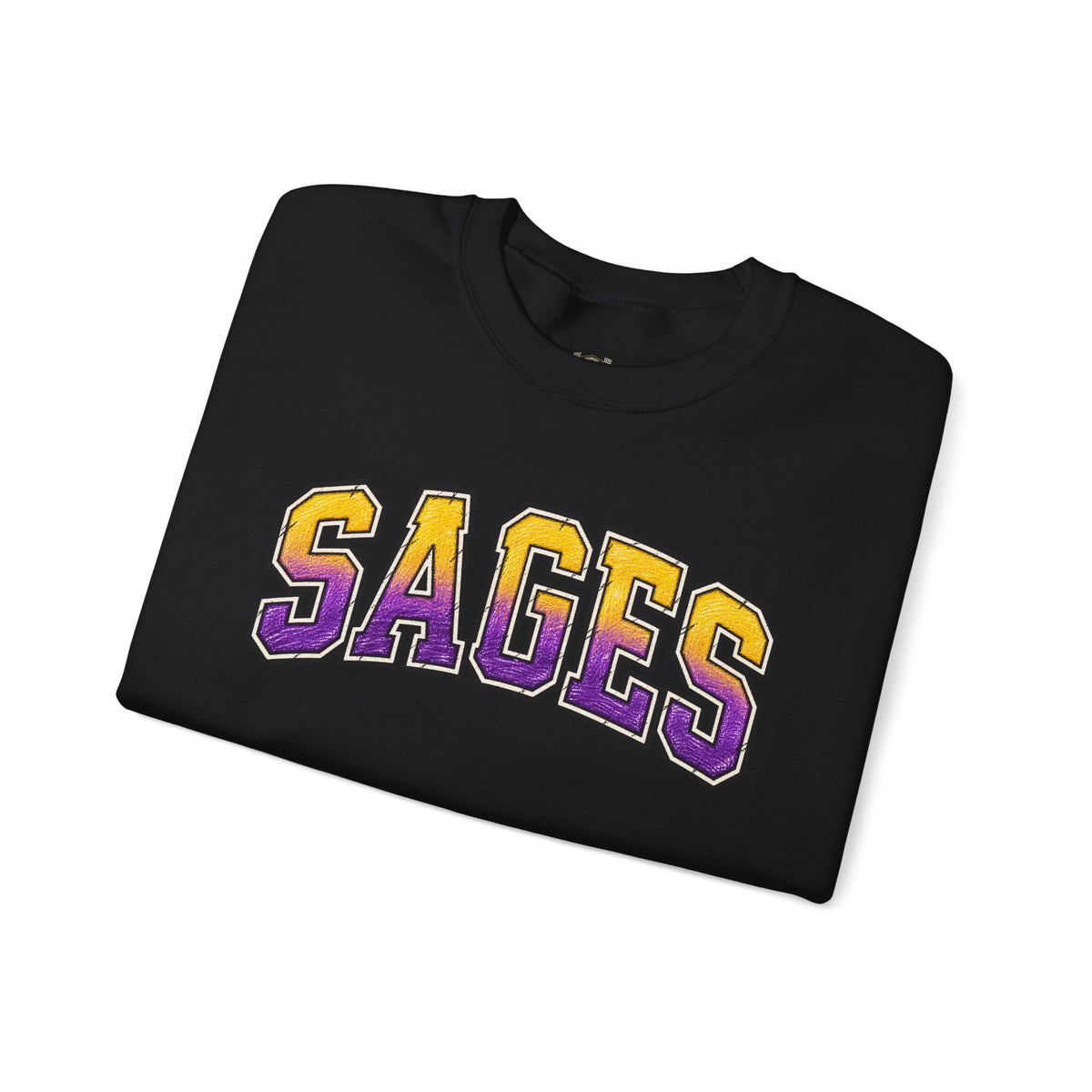 Sages Varsity Crewneck Sweatshirt — Retro Purple & Gold Collegiate Pullover