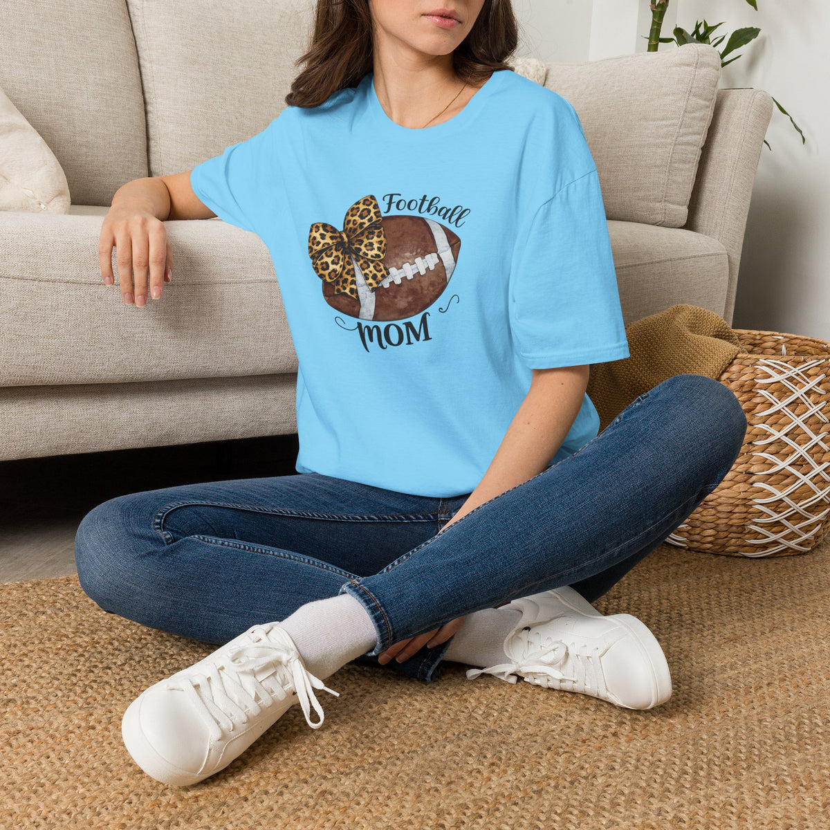 Football Mom T-Shirt — Leopard Bow Game Day Tee