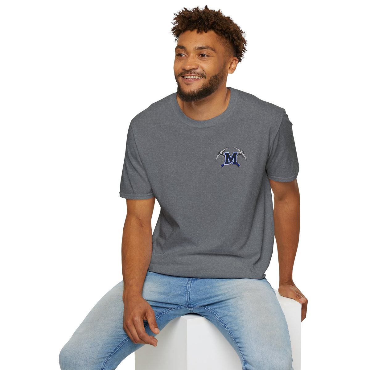 Miners Graphic T-Shirt - Miners Logo on Front, Mascot Design on Back