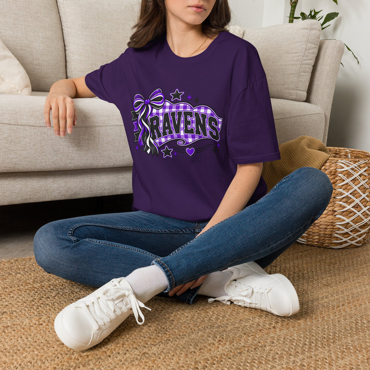 Ravens T-Shirt — Purple Ribbon & Stars Spirit Tee