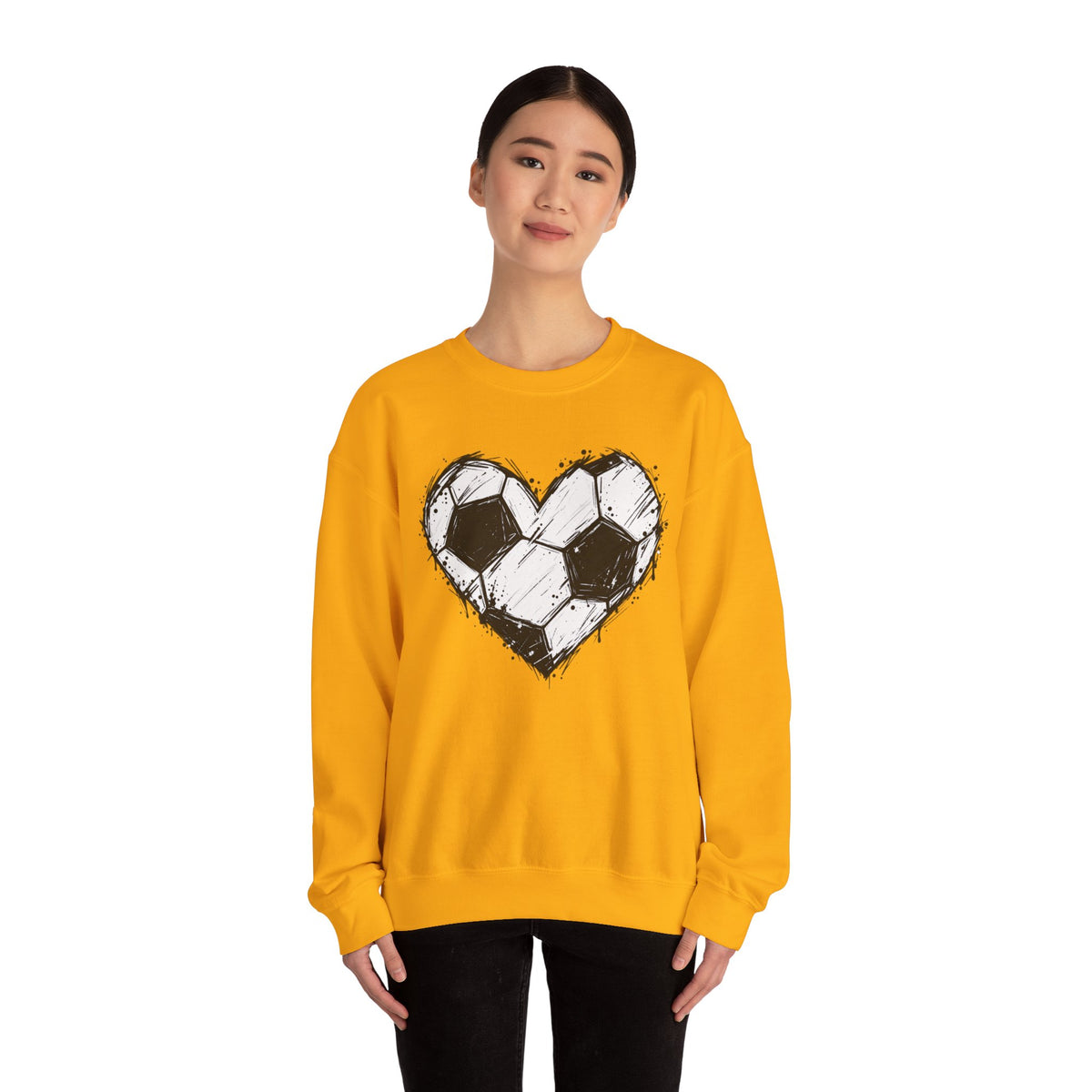Soccer Heart Crewneck Sweatshirt — Grunge Soccer Ball Graphic