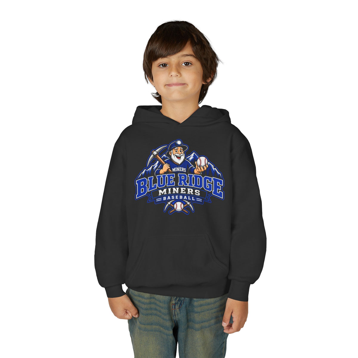 YOUTH Blue Ridge Miners Mascot Logo Hoodie