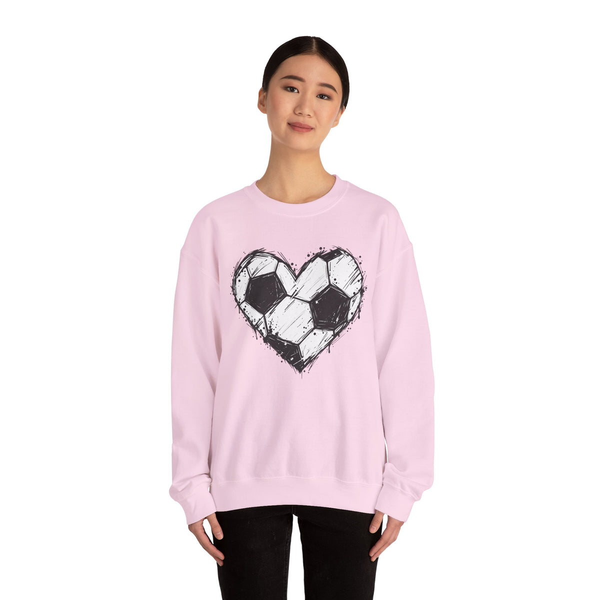 Soccer Heart Crewneck Sweatshirt — Grunge Soccer Ball Graphic