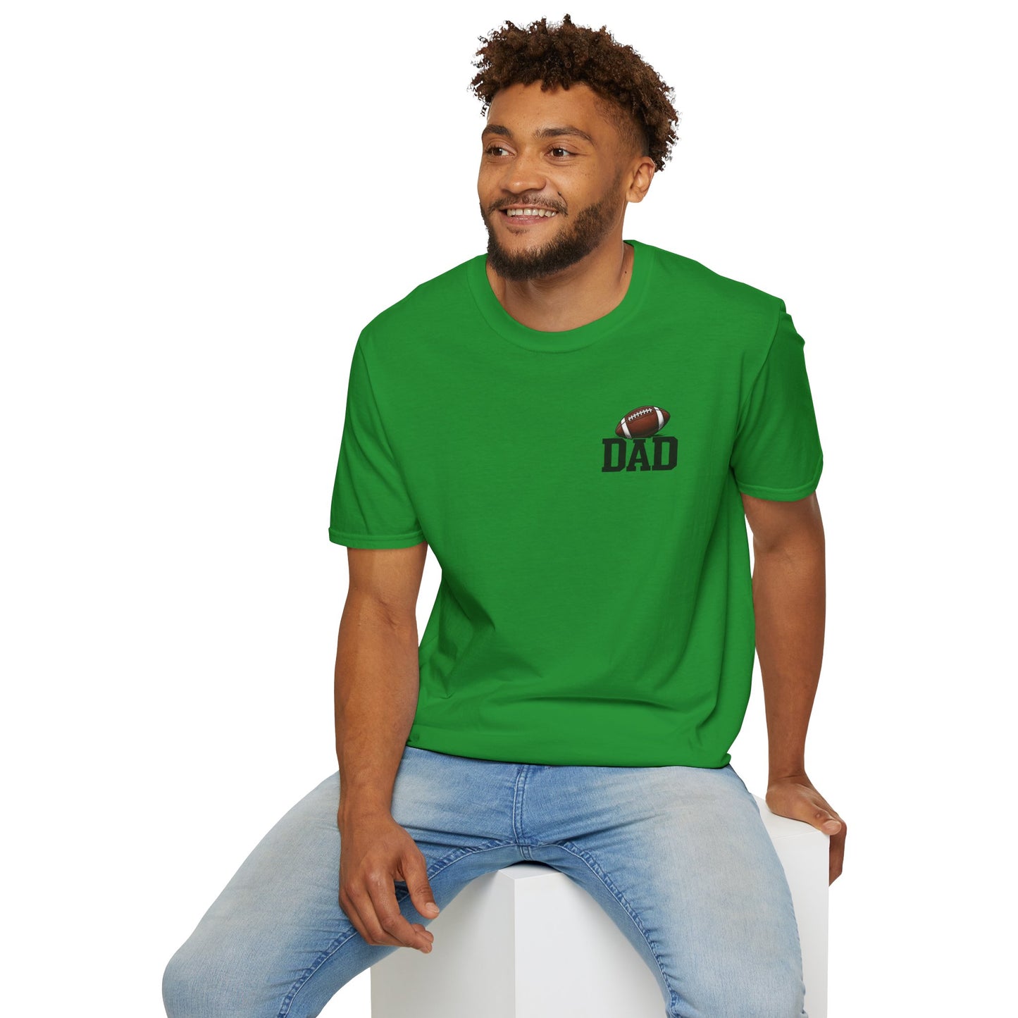 Football Dad T‑Shirt — 'DAD' with Football Chest Print