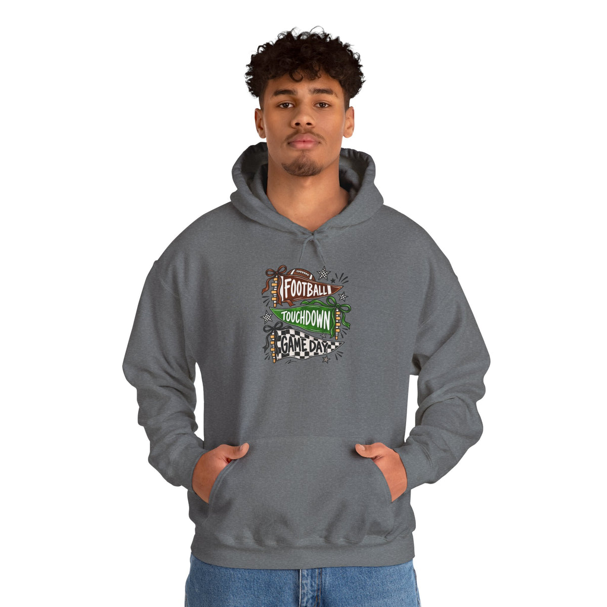 Football Touchdown Game Day Hoodie - Retro Grunge Sports Sweatshirt