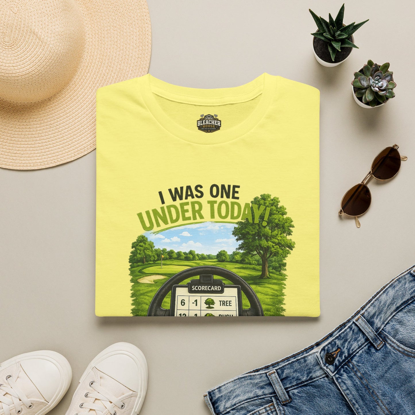 Golf T-Shirt — "I Was One Under Today" REALISTIC VIEW - Funny Scorecard Design