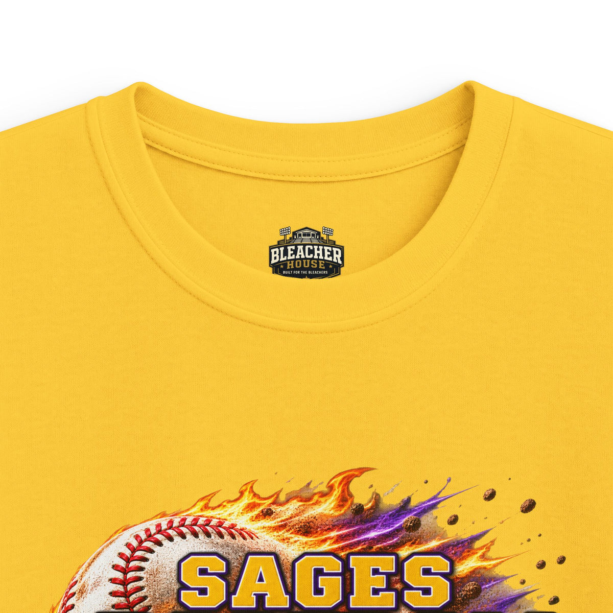 YOUTH Sages Flaming Baseball Team Tee – Youth Baseball Shirt