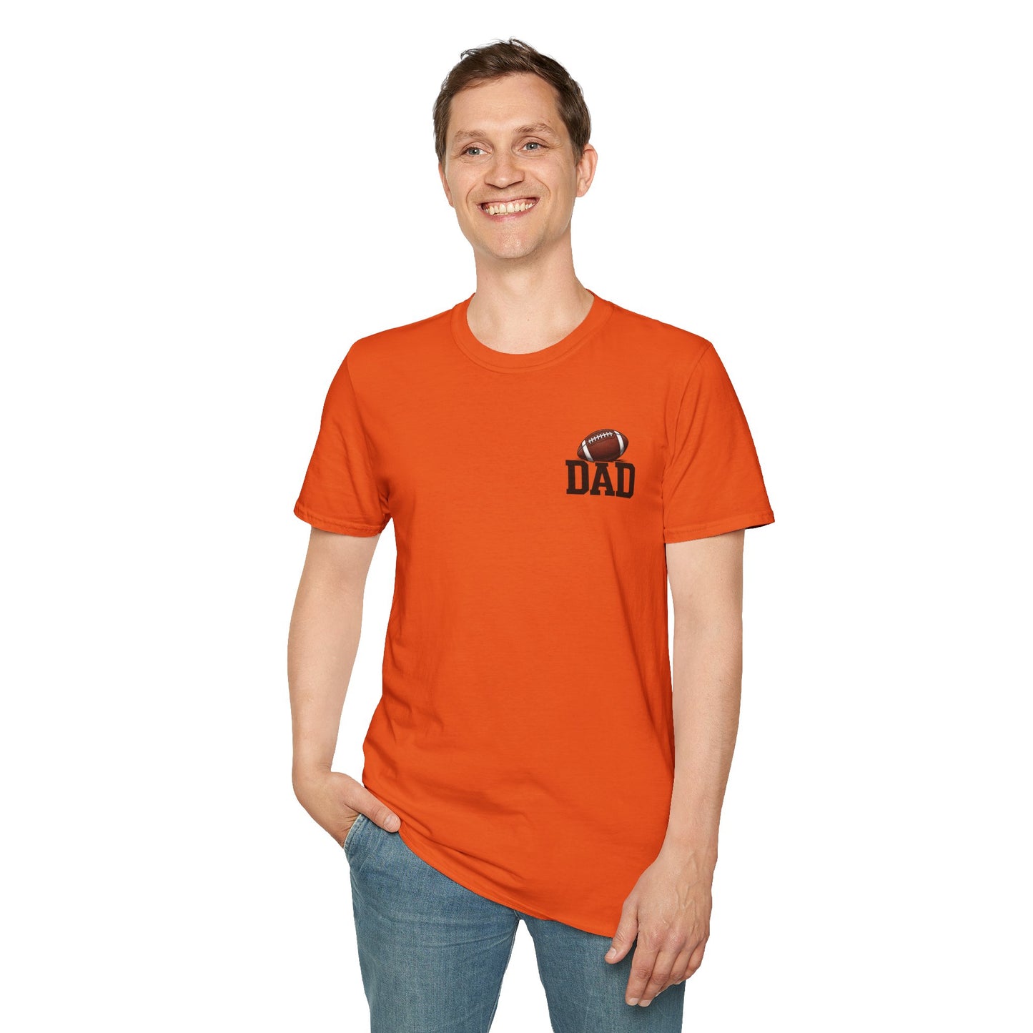Football Dad T‑Shirt — 'DAD' with Football Chest Print