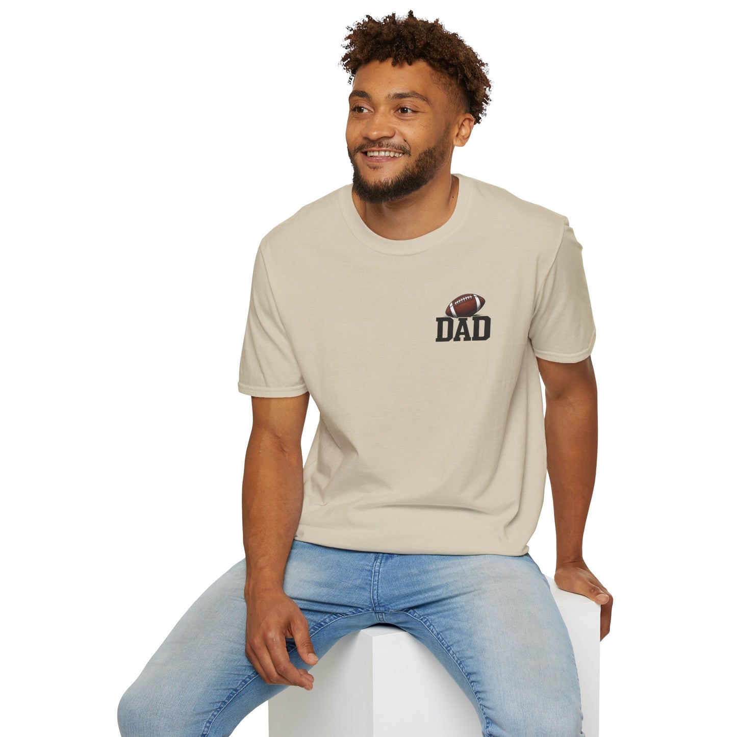 Football Dad T‑Shirt — 'DAD' with Football Chest Print