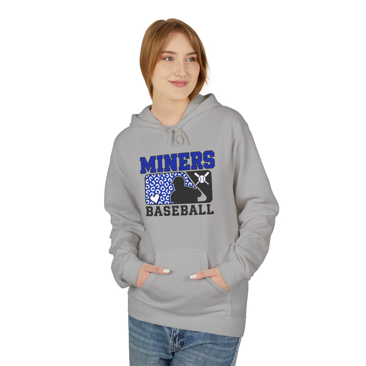 Miners Baseball Hoodie — Leopard Print Team Logo Pullover