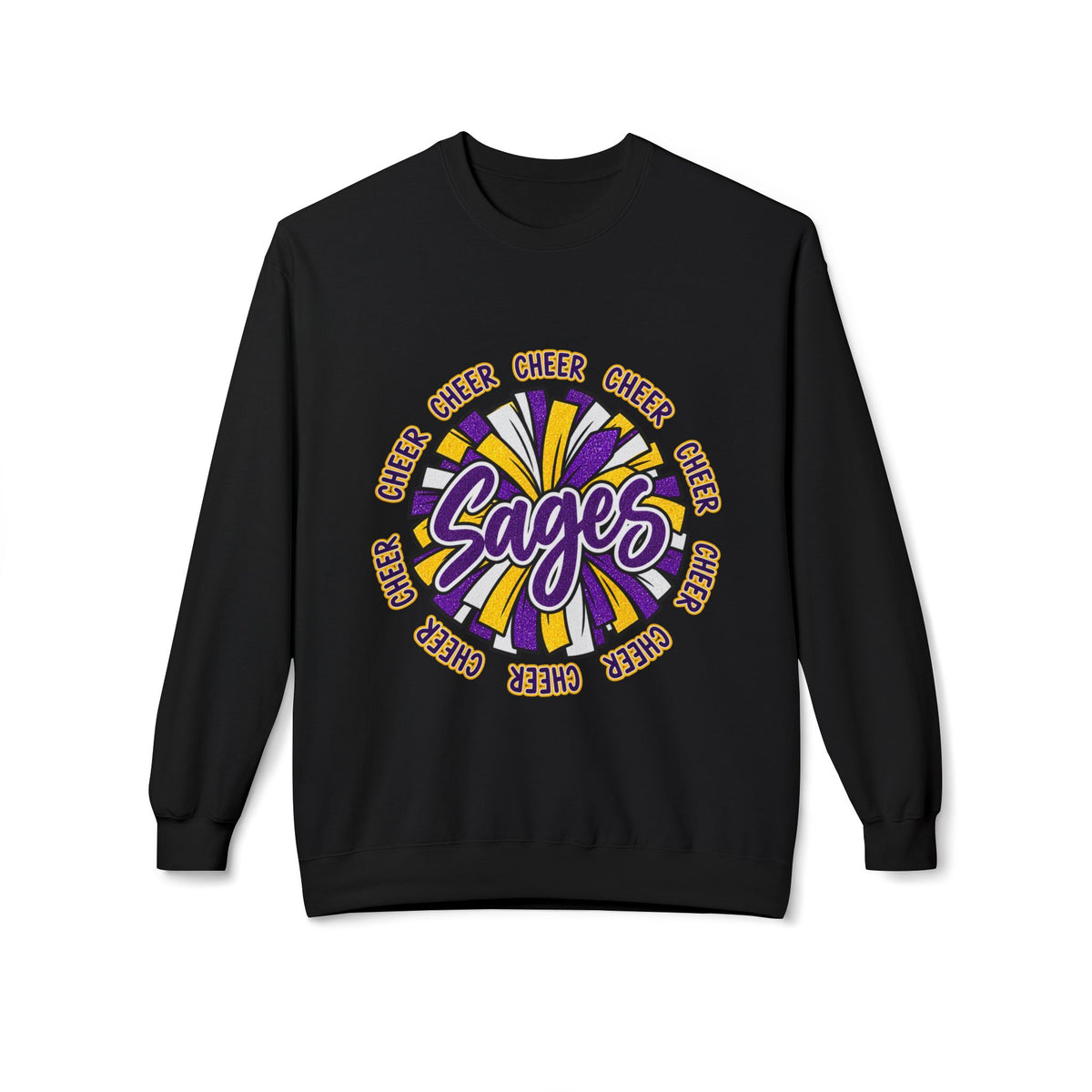 Sages Pom-Pom Cheer Crewneck Sweatshirt – Purple & Gold Spirit Tee