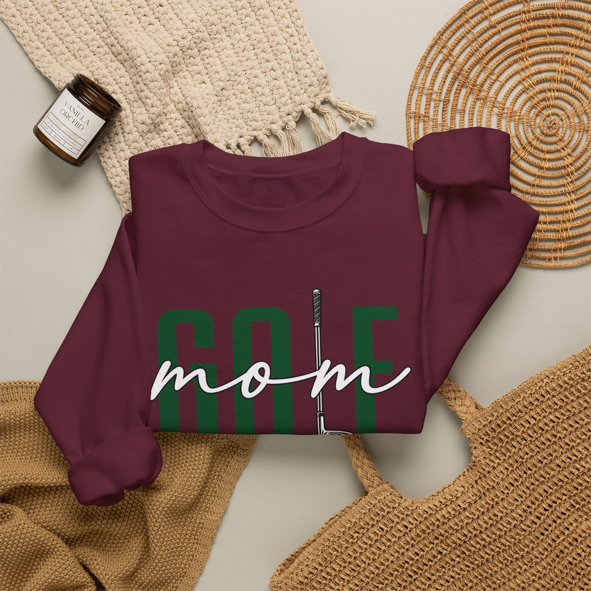 Golf Mom Crewneck Sweatshirt — 'MOM Graphic with Ball