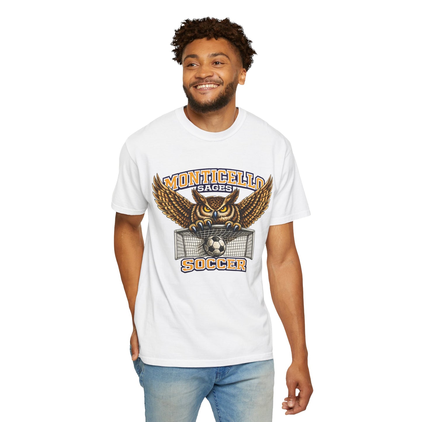 Monticello Sages Soccer T-Shirt — Vintage Owl & Wings Team Tee
