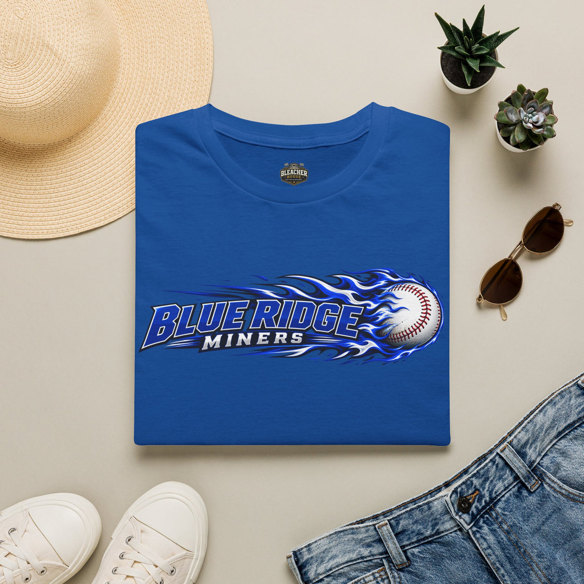 Blue Ridge Miners Flaming Baseball T-Shirt – Flaming Ball Softstyle Tee