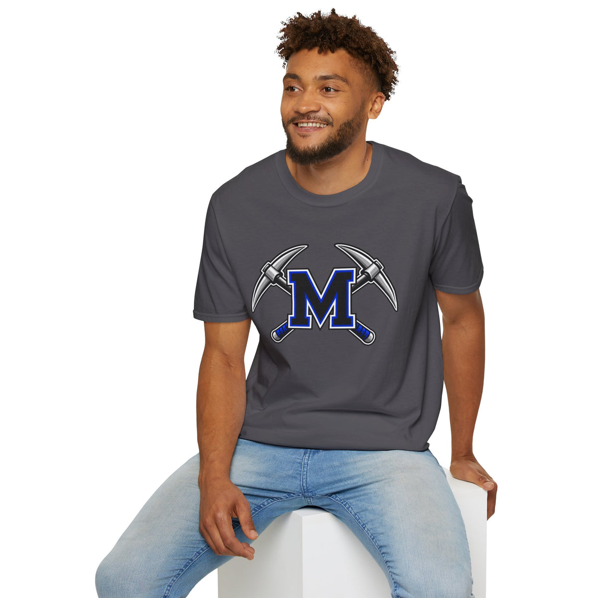 Miner M Logo T-Shirt — Crossed Pickaxes Unisex Softstyle Tee