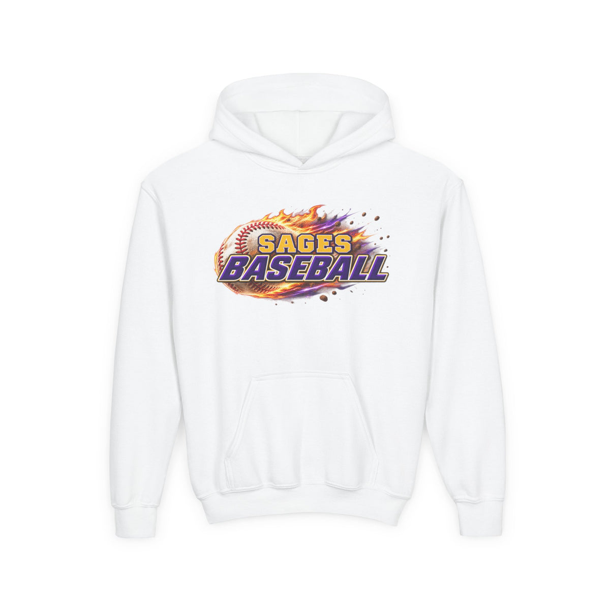 YOUTH Sages Flaming Baseball Hoodie - Team Spirit Hoodie