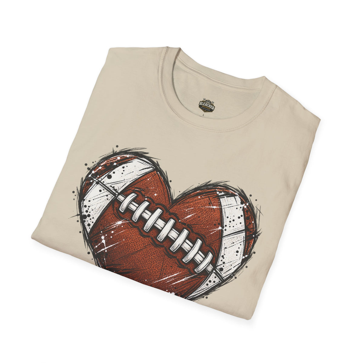 Football Heart Graphic T-Shirt — Vintage Grunge Sports Tee