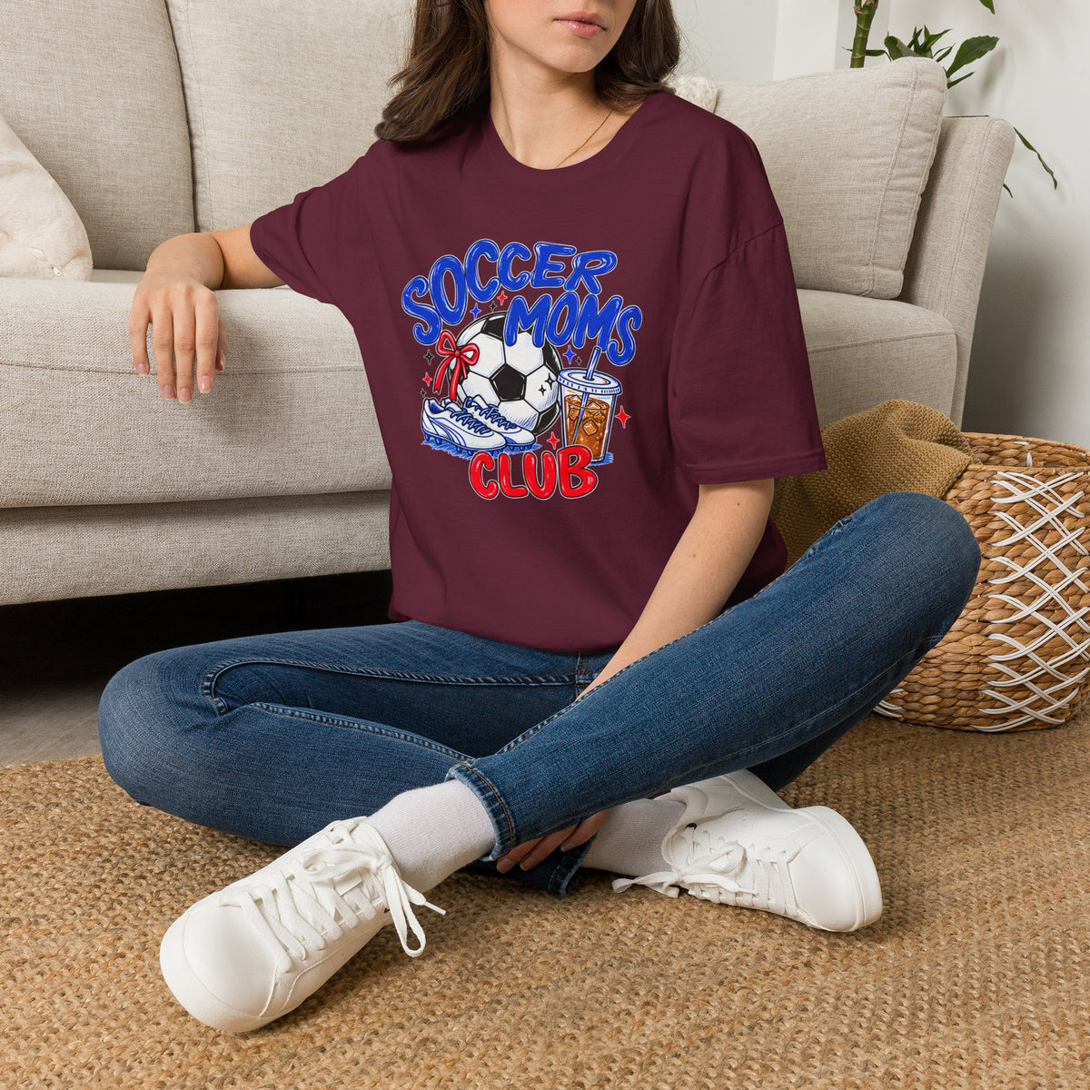 Soccer Moms Tee — 'Soccer Moms Club' Graphic T-Shirt with Ball, Cleats & Drink