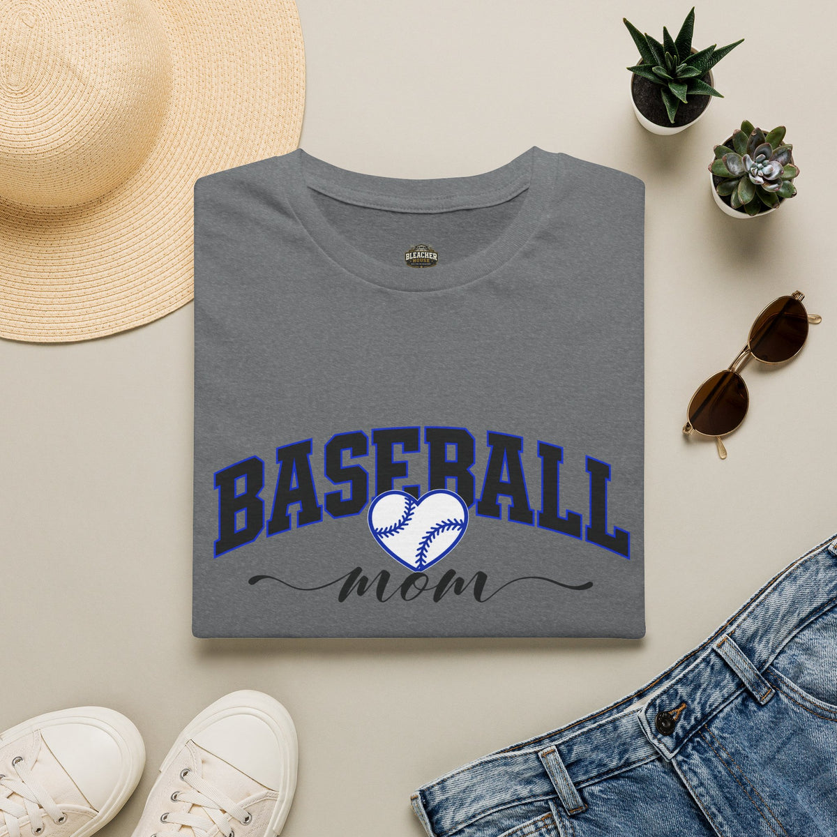 Baseball Mom T‑Shirt — Heart Baseball Design, Mom Gift for Spring Season & Game Day