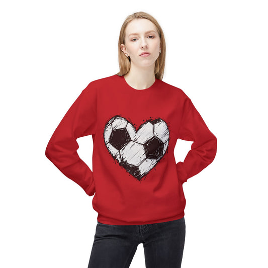 Soccer Heart Crewneck Sweatshirt – Distressed Sketch Football Graphic