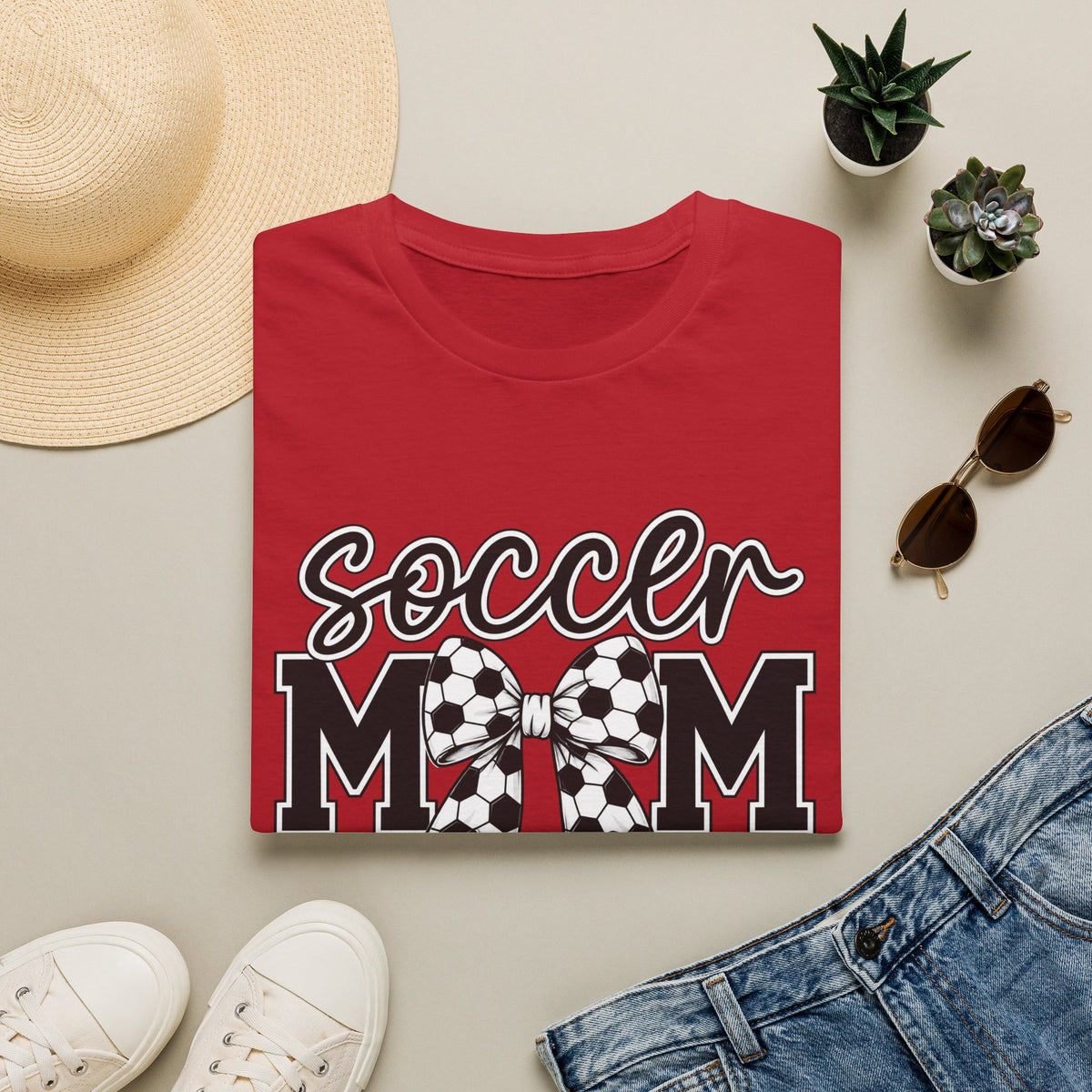 Soccer Mom T-Shirt — Leopard Bow Soccer Ball Design
