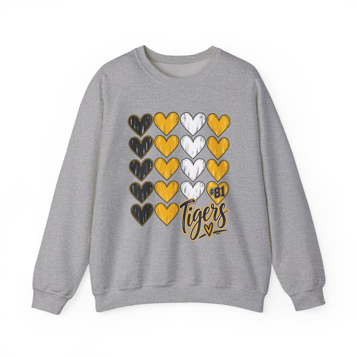 Tigers Heart Crewneck Sweatshirt — Black & Gold School Spirit