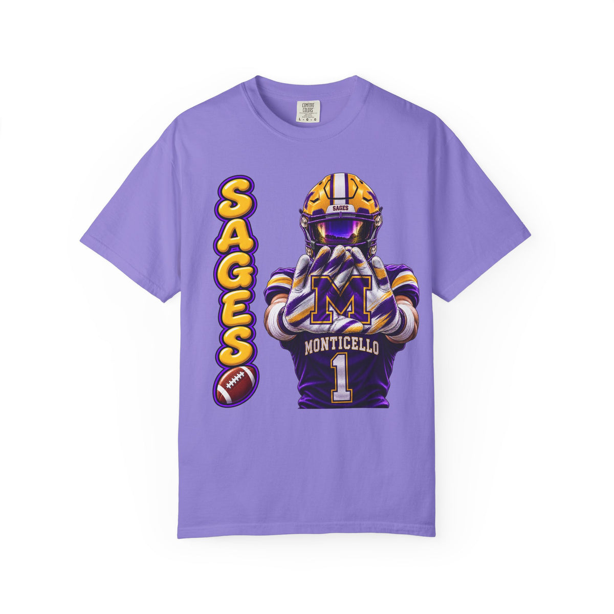 Monticello Sages Football Player Graphic T-Shirt