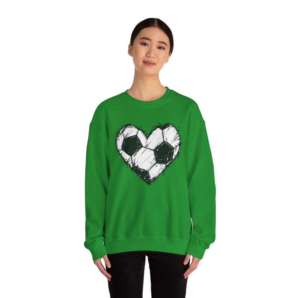 Soccer Heart Crewneck Sweatshirt — Grunge Soccer Ball Graphic