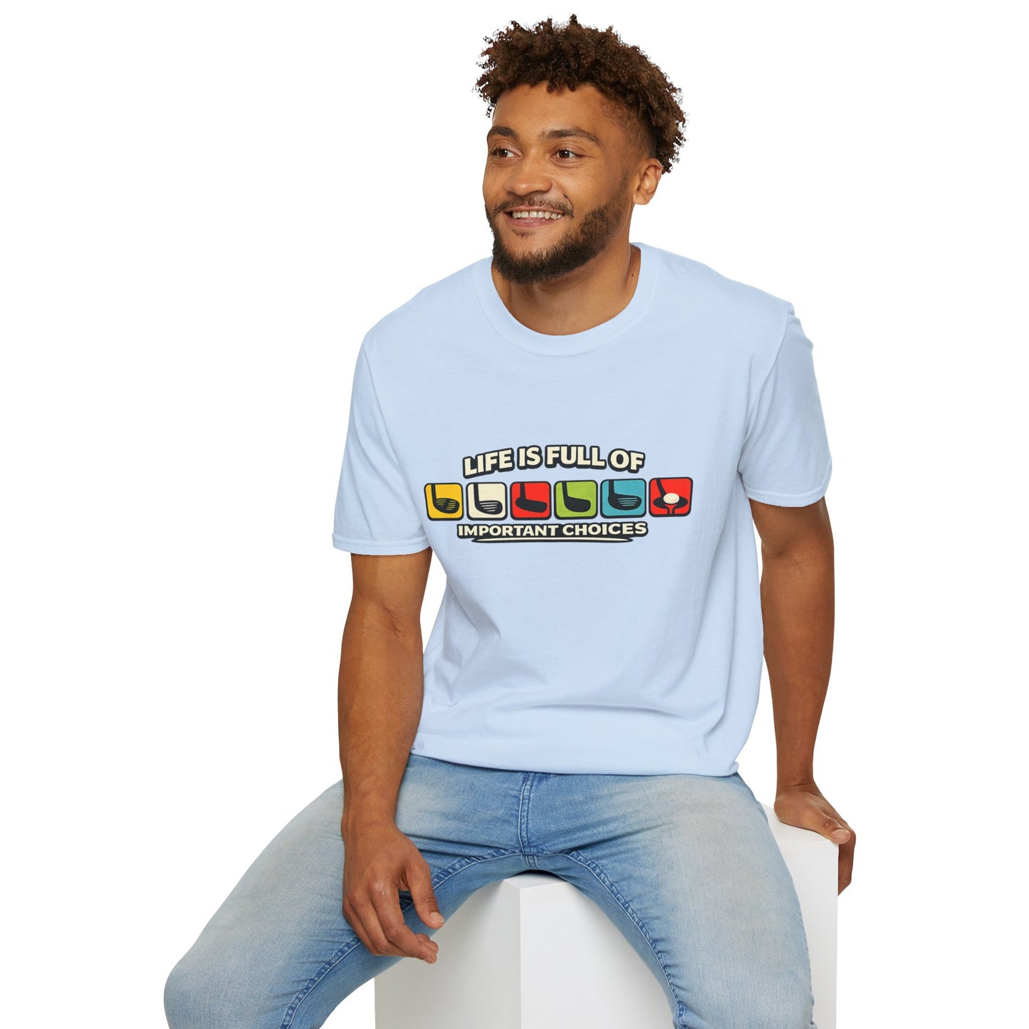 T‑Shirt — "Life Is Full Of Important Choices" Retro Game Controller Graphic