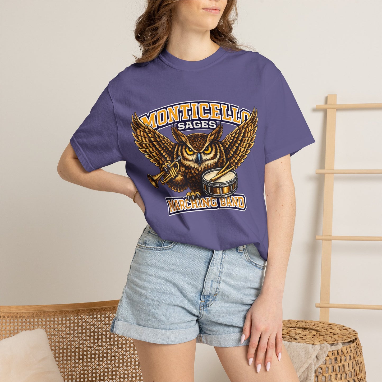 Monticello Sages Marching Band - Vintage Owl & Wings T-Shirt