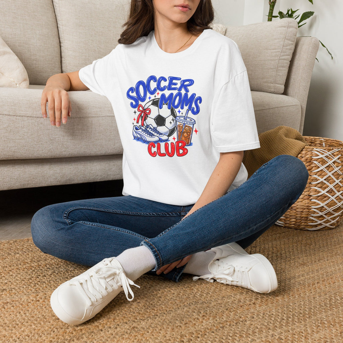 Soccer Moms Tee — 'Soccer Moms Club' Graphic T-Shirt with Ball, Cleats & Drink