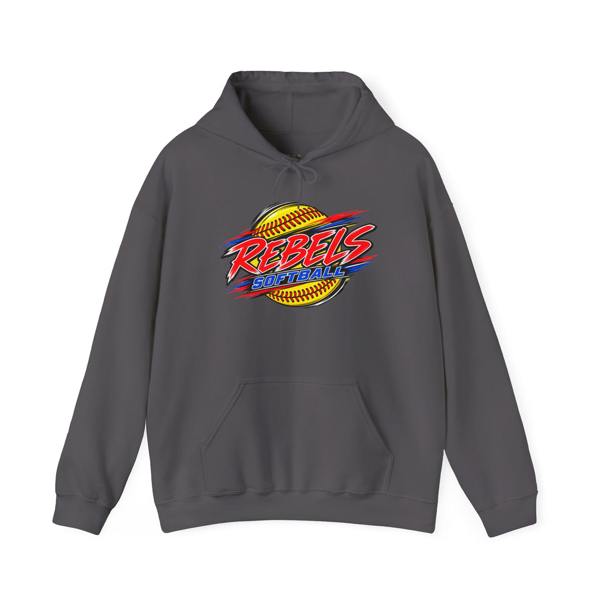 Rebels Softball Hoodie — Retro Yellow Softball Graphic