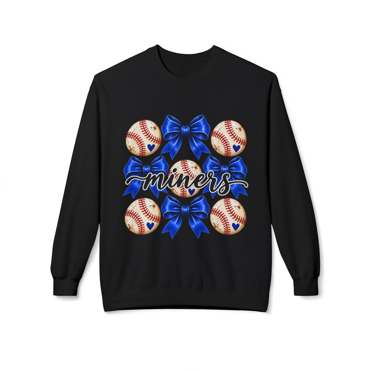 Baseball Miners Crewneck Sweatshirt — Blue Bow Team Spirit