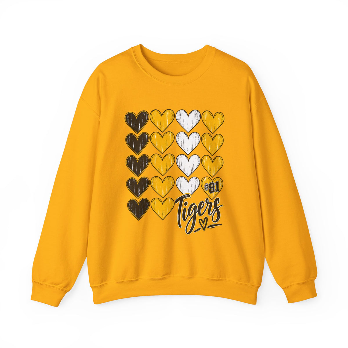 Tigers Heart Crewneck Sweatshirt — Black & Gold School Spirit