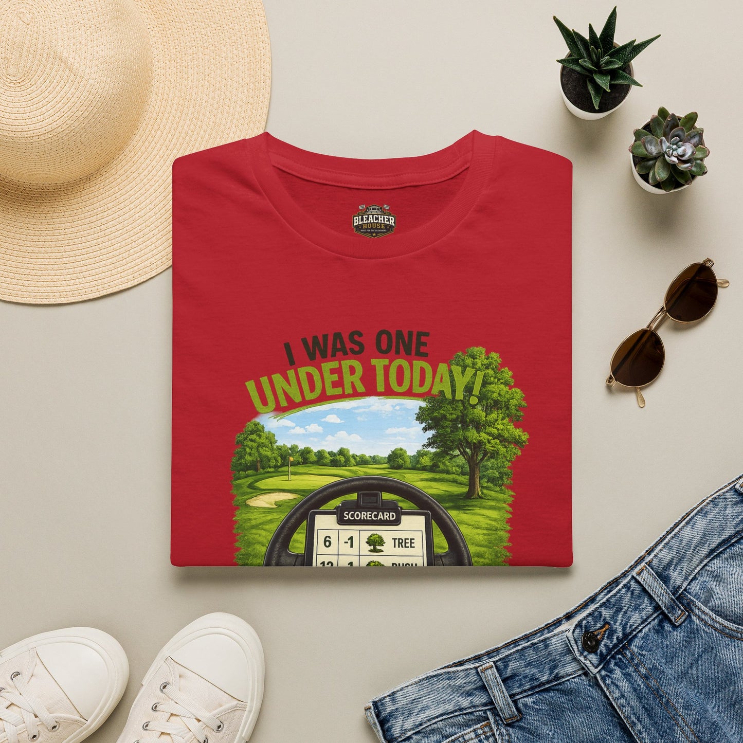 Golf T-Shirt — "I Was One Under Today" REALISTIC VIEW - Funny Scorecard Design