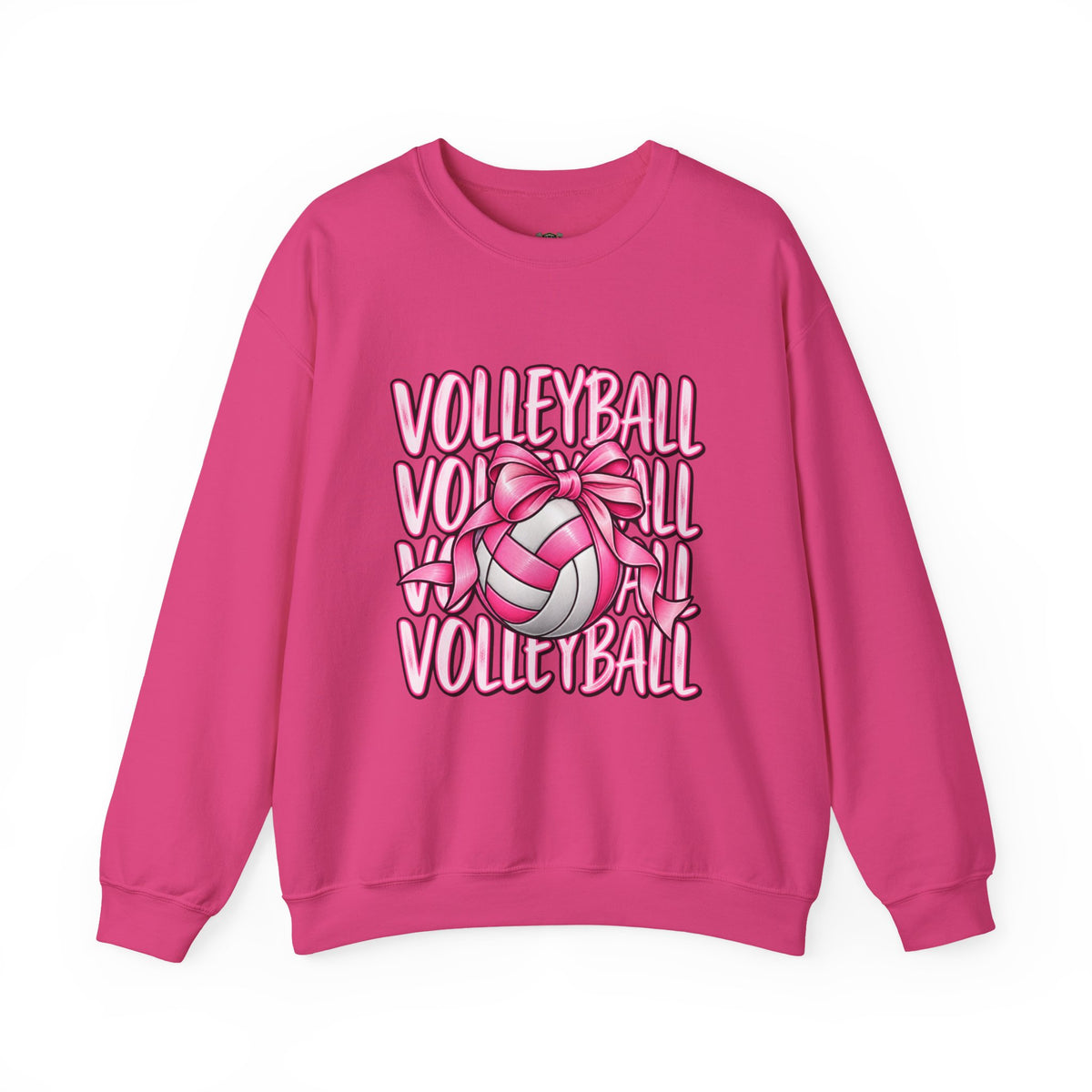 Volleyball Bow Sweatshirt — Pink Volleyball Graphic Crewneck