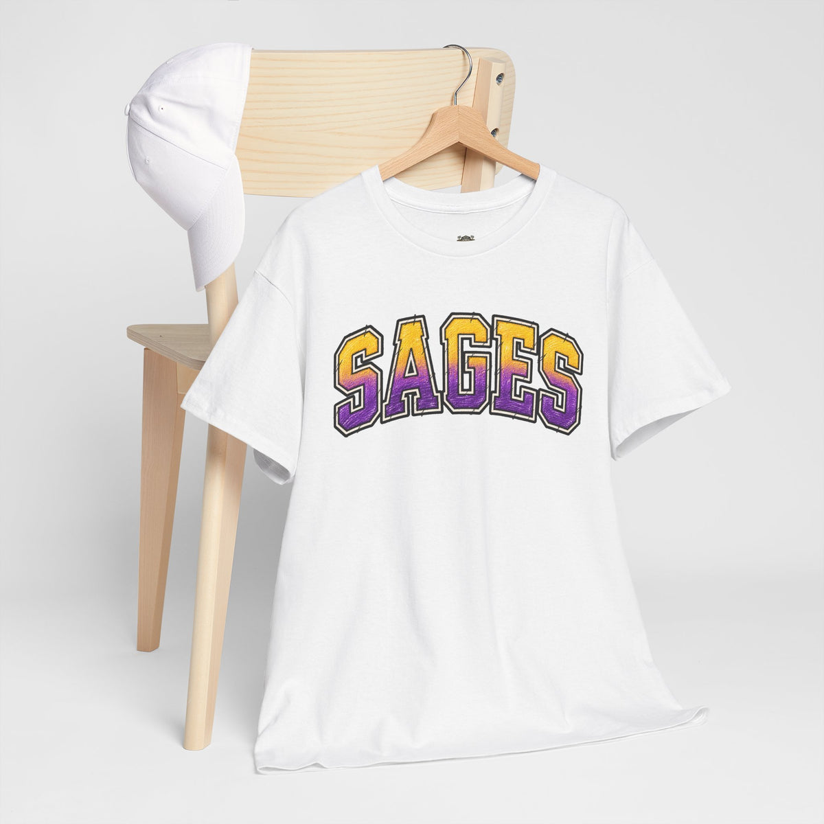 Sages Graphic T-Shirt — Collegiate Purple & Gold Lettering Tee