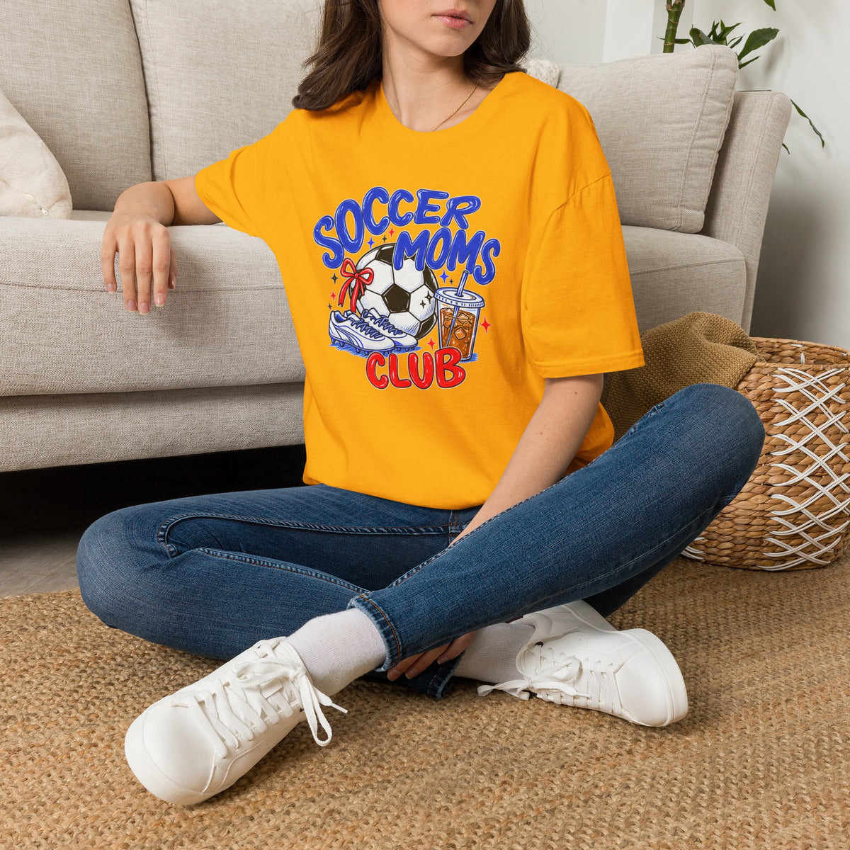 Soccer Moms Tee — 'Soccer Moms Club' Graphic T-Shirt with Ball, Cleats & Drink