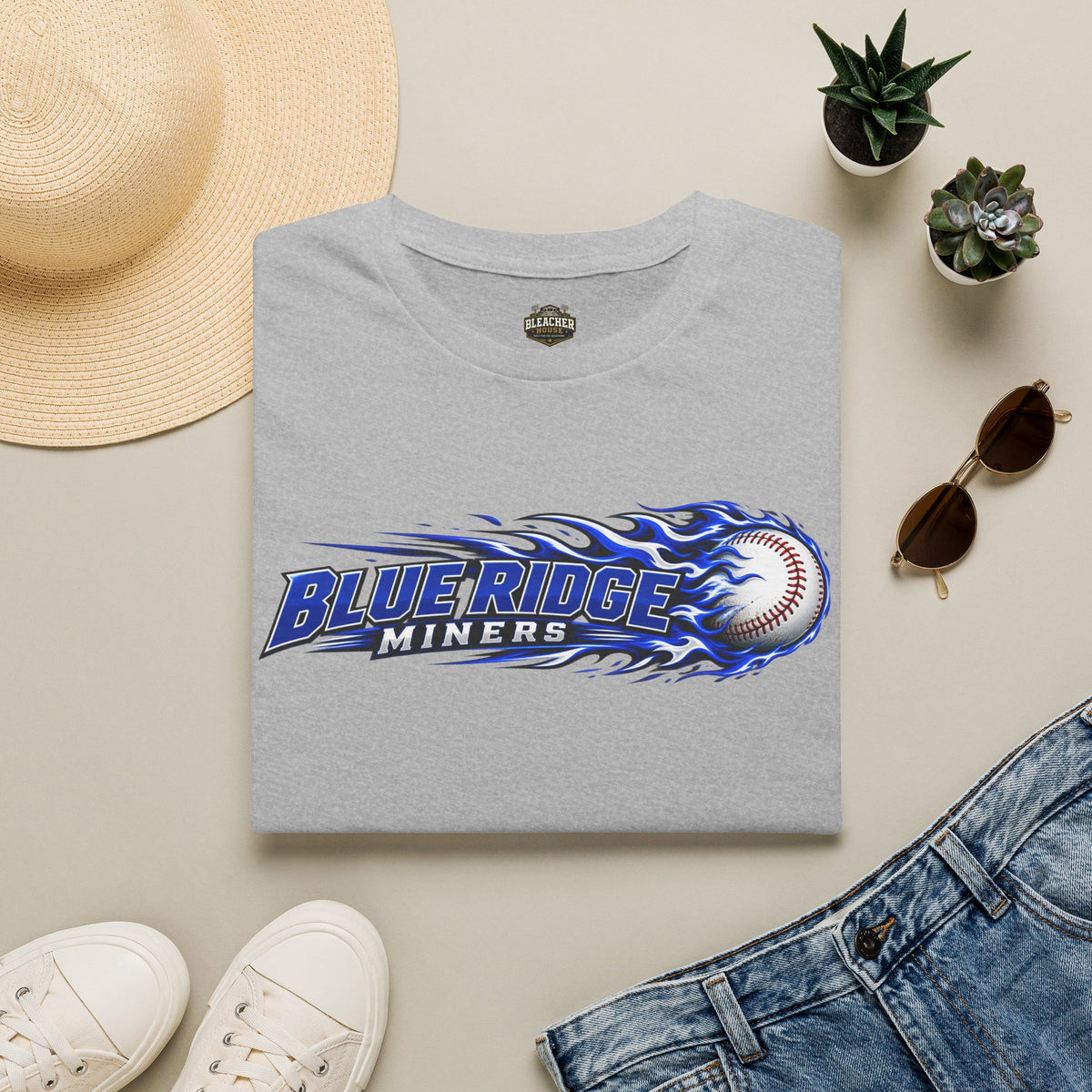 Blue Ridge Miners Flaming Baseball T-Shirt – Flaming Ball Softstyle Tee