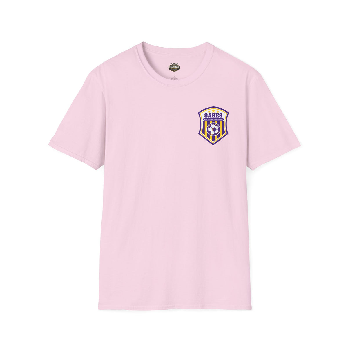 Monticello Soccer Club Graphic Goal T Shirt - Crest on Front, Graphic Soccer Goal On Back