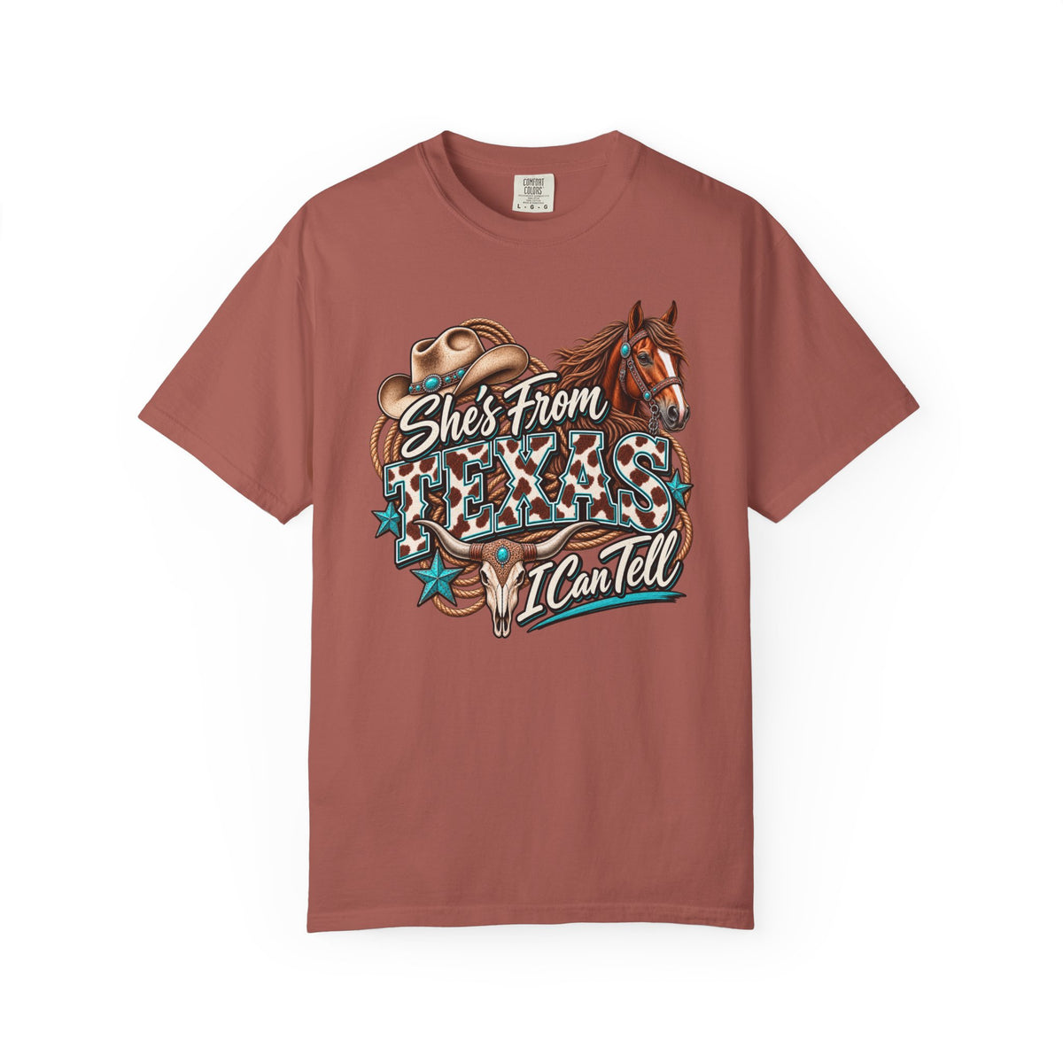 She's From Texas Graphic T-Shirt — Western Horse & Leopard Print Tee