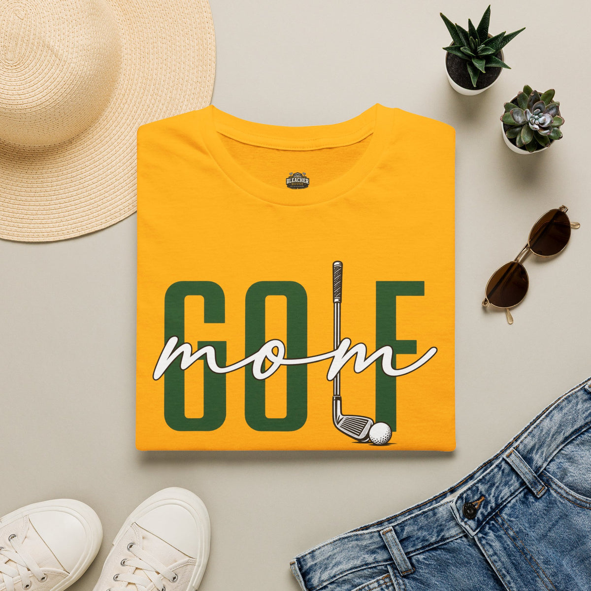 Golf Mom T-Shirt — ‘GOLF’ Script Logo with Club & Ball