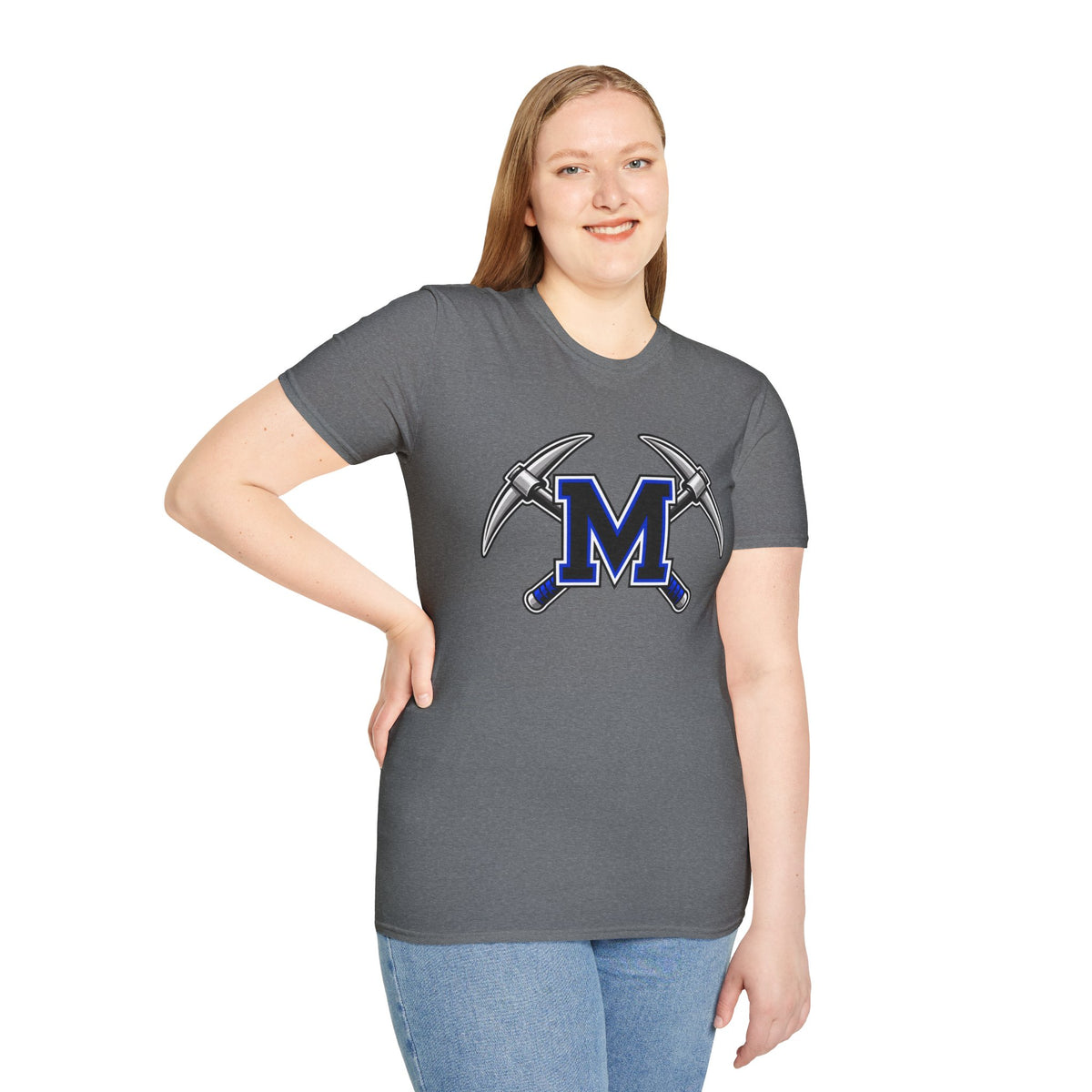 Miner M Logo T-Shirt — Crossed Pickaxes Unisex Softstyle Tee