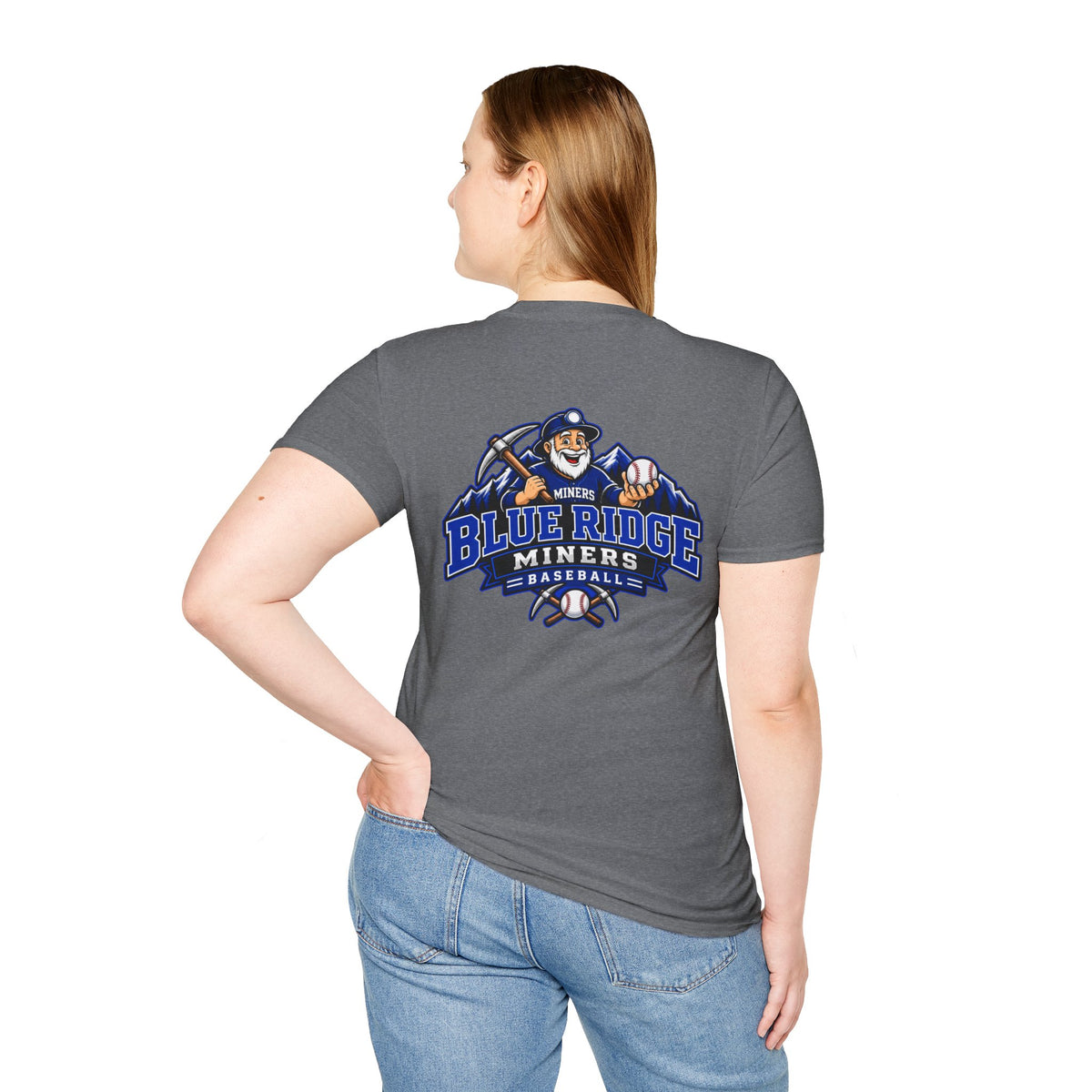 Miners Graphic T-Shirt - Miners Logo on Front, Mascot Design on Back